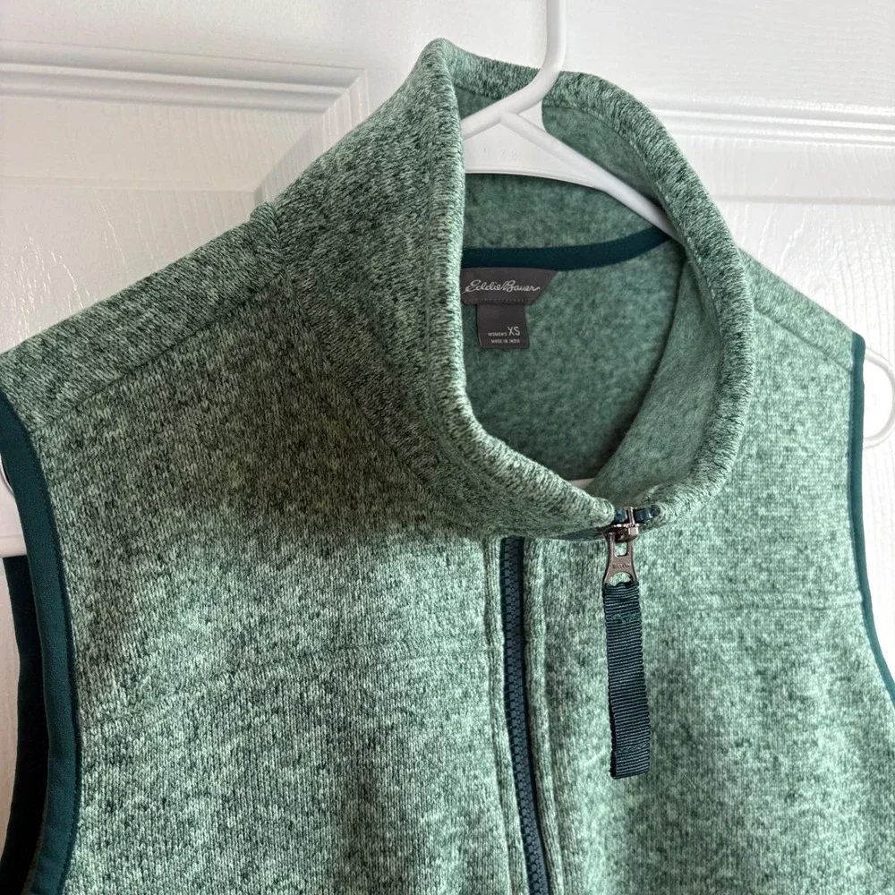 Eddie Bauer Fleece Sweater Vest Women's XS Green Full Zip Gorpcore Layering